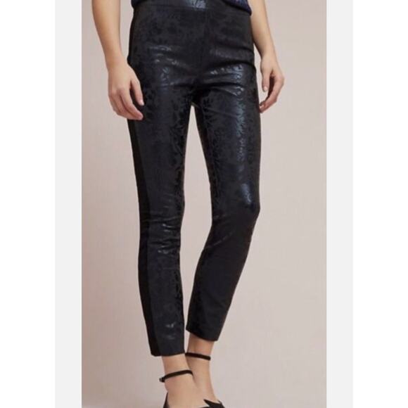 ANTHROPOLOGIE Women's 'the essential Skinny' Black Floral Patterned Pants - Picture 1 of 6